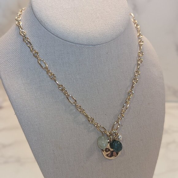 J.Crew Factory Gold Coin and Stone Pendant Necklace - Picture 1 of 7